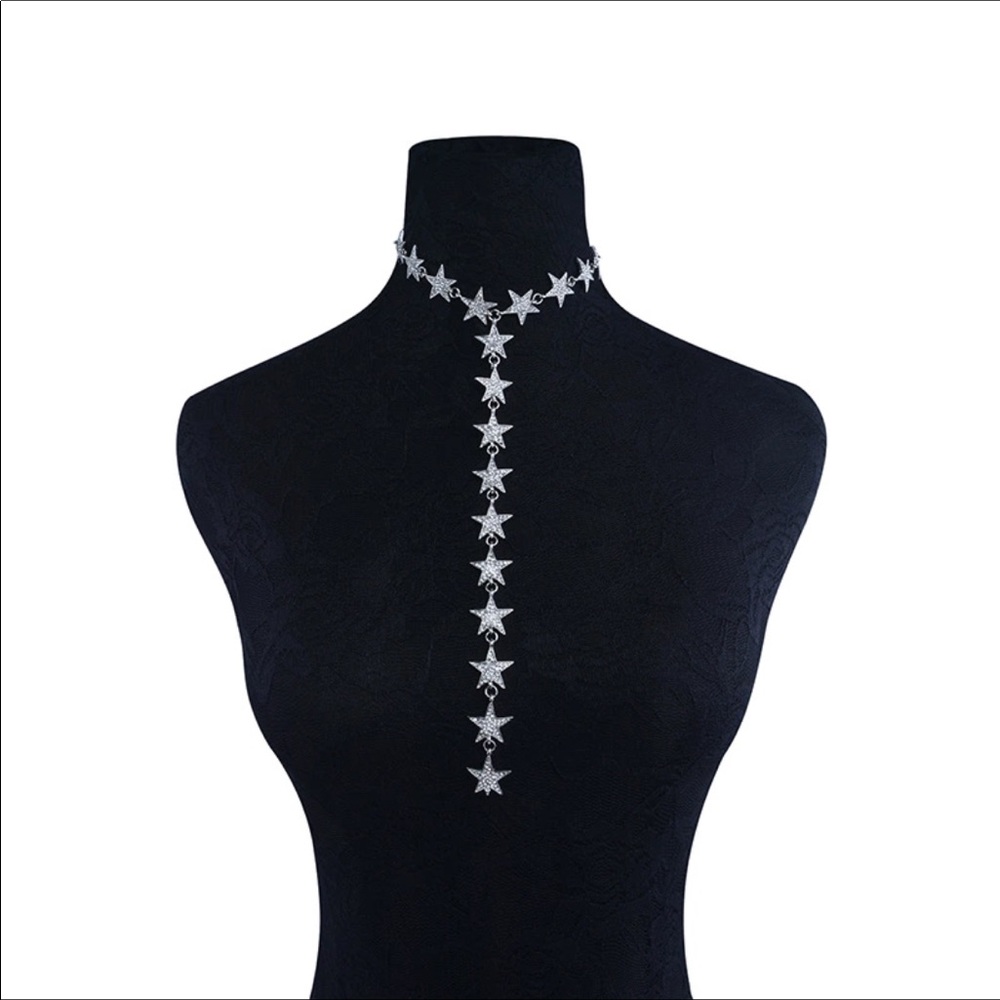 4 for $25🌺Boho Star Rhinestone Choker Necklace - Picture 6 of 9